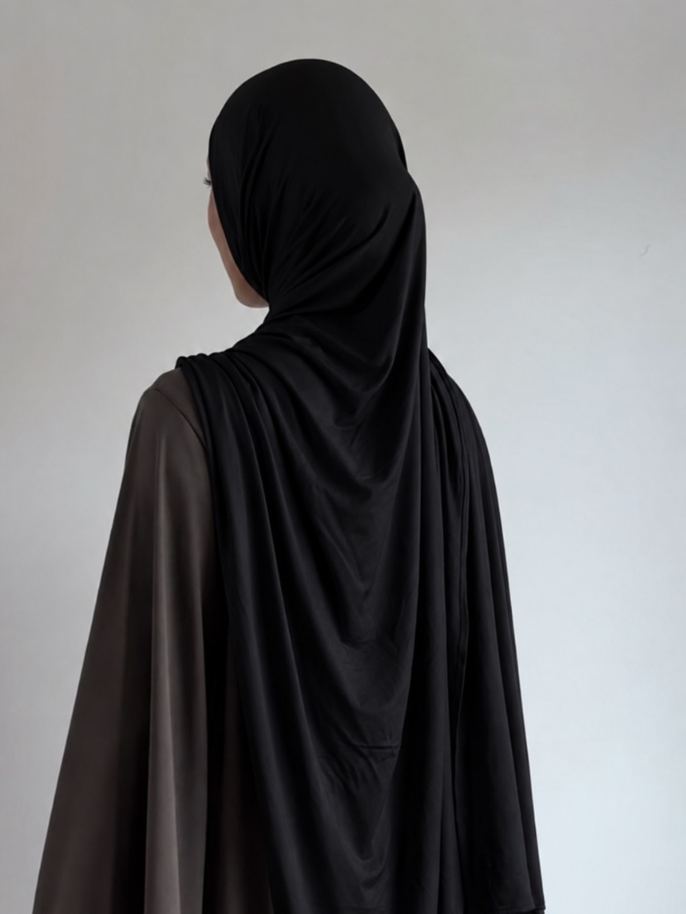 Liquid jersey hijab black voile jersey liquide noir